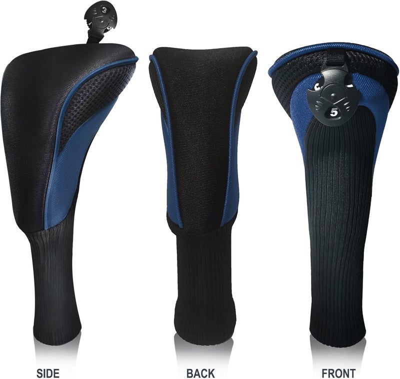 lurexes Golf Club Head Covers for Fairway Woods Driver Hybrids 3 Pieces Long Neck Mesh Sports Fan Golf Club Headcovers Set with Interchangeable No. Tags 3 4 5 6 7 X Golf Accessories for Men Women - Image 4